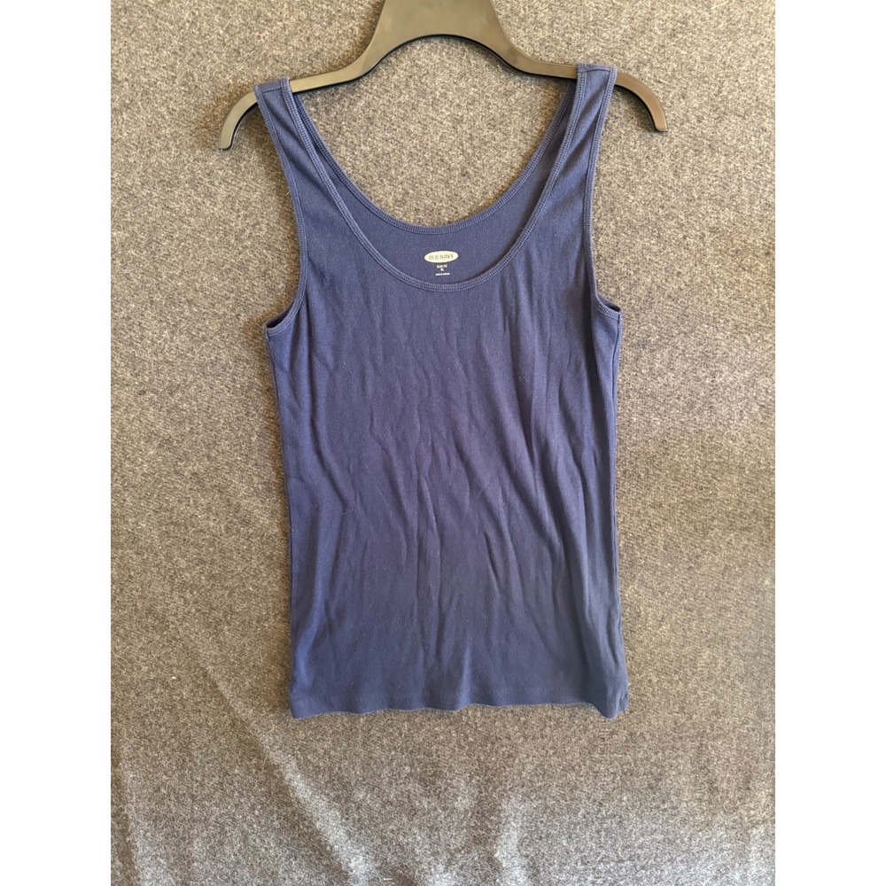 Old Navy Womens Ribbed Tank Top Navy Blue Slim Fit Scoop Neck XL